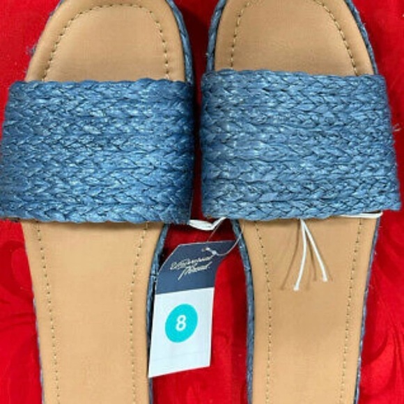 Universal Thread Mardi Raffia Platform Slide Sandals Blue 9.5 - Picture 7 of 9